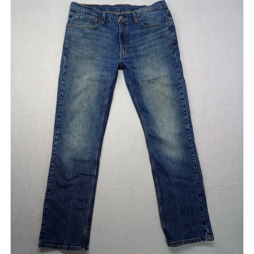 Levi's 514 Jeans Mens 36x34 Straight Leg Blue Faded‎ Distressed Denim